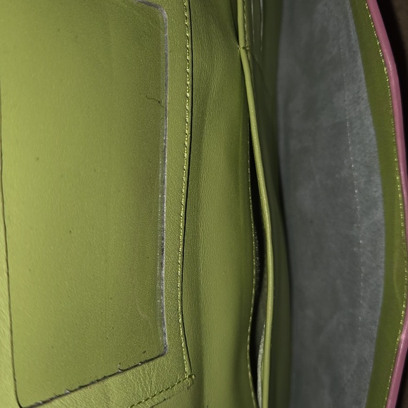 Lilly Pulitzer Rare PinkGreen Leather Clutch NWOT - Picture 6 of 11
